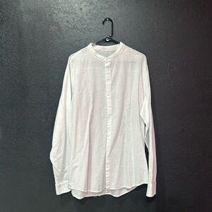 Men’s White Long Sleeve Button Up Casual Shirt XL